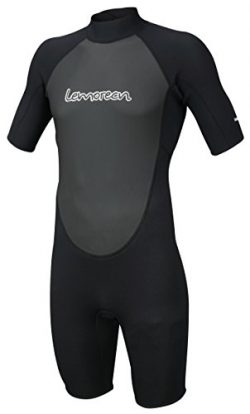 Lemorecn Wetsuits Mens Neoprene 3mm Shorty Diving Suit(3036black-XL)