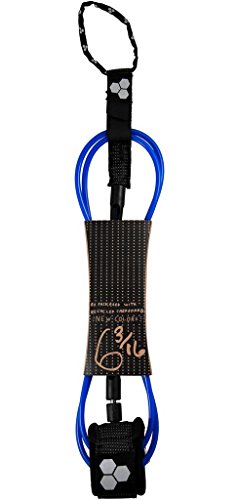 Channel Islands Surfboards Dane Comp Surfboard Leash, Black Cuff/Blue Cord, 6′