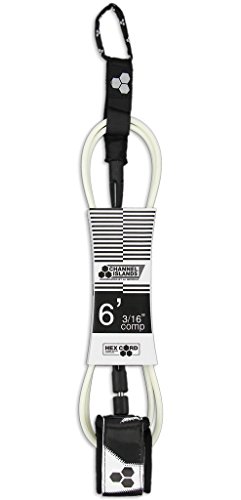 Channel Islands Surfboards Parker Coffin Comp Surfboard Leash, White Cuff/White Hex Cord, 6′