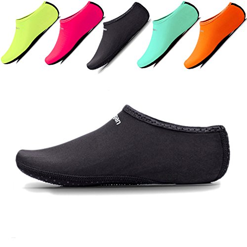 JIASUQI Kids,Womens and Mens Classic Barefoot Water Sports Skin Shoes Aqua Socks For Beach Swim ...