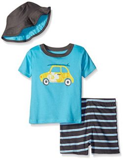 Gerber Little Boys’ Three Piece Shirt, Short and Bucket Hat Set, Surfboard, 5T