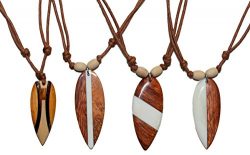 Native Treasure – Party Pack 12pcs Brown Wax Cord Wood Surf Board Pendant Necklaces