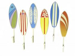 Surfers Wall Towel Bathing Suit Hooks – Set of 6 – Novelty Hangers for Coats, Aprons ...