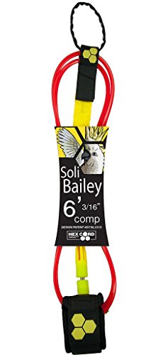 Channel Islands Surfboards Soli Bailey Comp Surfboard Leash, Yellow/Red/Black, 6′