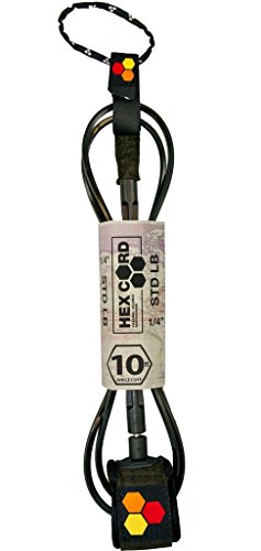 Channel Islands Surfboards Longboard Surfboard Leash, Black Cuff/Black Hex Cord, 10′