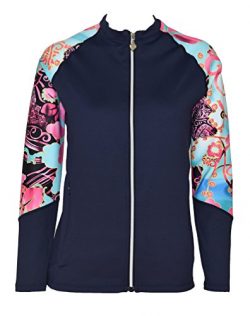 Private Island Hawaii Women UV Wetsuits Long Raglan Sleeve Rash Guard Top ZipperUp Jacket With P ...