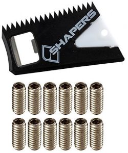 Shapers Surf Wax Comb with Fin Key & Future Fin Screws (12 Screws) | Wax Comb for Surfboard