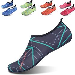 JIASUQI Womens and Mens Classic Barefoot Water Sports Skin Shoes Aqua Socks For Beach Swim Surf  ...