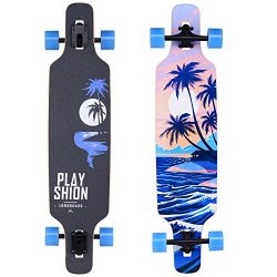 Playshion Freeride Freestyle Drop Through Longboard Skateboard Complete 39 Inch