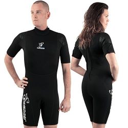 Seavenger 3mm tropical shorty for watersport / diving / snorkeling- All Black Wetsuits Size 7