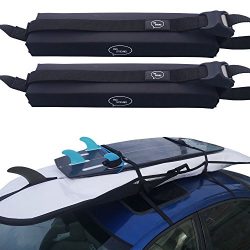 Surfboard Car Roof Rack Padded System (Holds Up To 3 Boards) with Silicone Buckle Covers