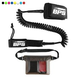 BPS 10′ Coiled SUP Leash w/ Waterproof Waist Carry Bag – Black