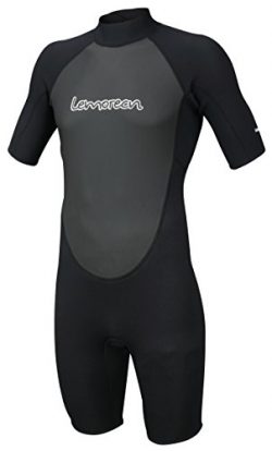 Lemorecn Wetsuits Mens Neoprene 3mm Shorty Diving Suit(3036black-S)