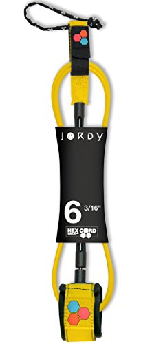 Channel Islands Surfboards Jordy Smith Comp Surfboard Leash, Fluro Yellow Cuff/Yellow Hex Cord,  ...