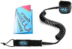 SUP Leash Coiled 10’ by SSL for Paddleboard or Inflatable Paddle Board Surfboard + eBook