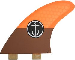 Captain Fin Co. CF-large Twin Tab/FCS, II Compatible Surfboard Fin, Orange