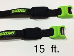 BLOCK SURF USA Surfboard Kayak SUP Surf Rack Tie Down Straps Black Pair 15FT