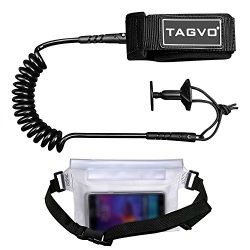 Tagvo Body Board Leash 4 Feet 7mm Coiled with Waterproof Waist Pouch, Comfortable Padded Neopren ...