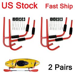 LEAGUE&CO For 2 Kayak Steel Ladder Wall Mount Storage Rack Surfboard Canoe Folding Hanger