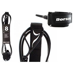 Dorsal Premium ProComp Surfboard 6, 7, 8, 9, 10 FT Surf Leash – Black 8 FT Longboard / black