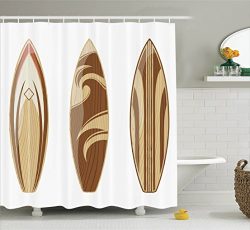 Ambesonne Surfboard Decor Collection, Wooden Surfboards Adventurous Wood Color Natural Classic D ...