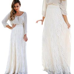 NEW HOT！Long Maxi Skirt ,BeautyVan Fashion Design Women Lace Double Layer Pleated Long Maxi Ski ...