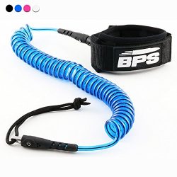 BPS 10′ Ultralite Coiled SUP leash – Blue