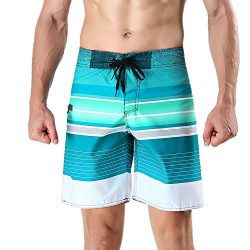 ORANSSI Men’s Surf Board Shorts colorful Striped Beach Short Bathing Suit With Zipper Pocket