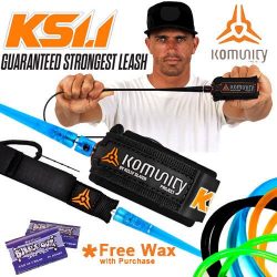 Kelly Slater Komunity Project KS1.1 Surfboard Leash 6′ One Piece (Black, Tropical Wax)