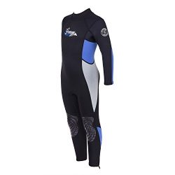 Seavenger 3mm Kids Full Body Wetsuit with Knee Pads for Surfing, Snorkeling, Swimming (Ocean Blu ...