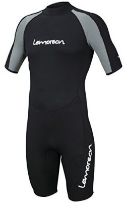 Lemorecn Wetsuits Mens Premium Neoprene Diving Suit 3mm Shorty Jumpsuit(3035blackgrey,M)