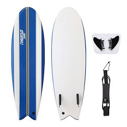 THURSO SURF 5’10” Soft Top Surfboard Shortboard Includes Fins and High-end Ankle Lea ...