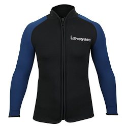 Lemorecn Adult’s 3mm Wetsuits Jacket Long Sleeve Neoprene Wetsuits Top (2031blackblue2XL)