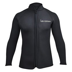 Lemorecn Adult’s 3mm Wetsuits Jacket Long Sleeve Neoprene Wetsuits Top (LMJ021blackL)