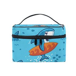 Cooper girl Shark Love Surfboard Cosmetic Bag Travel Makeup Train Cases Storage Organizer