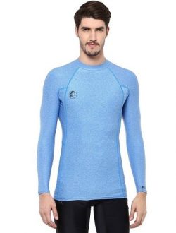 O’Neill Men’s Basic Skins Long Sleeve Rashguard, Brite Blue Hybrid, Large
