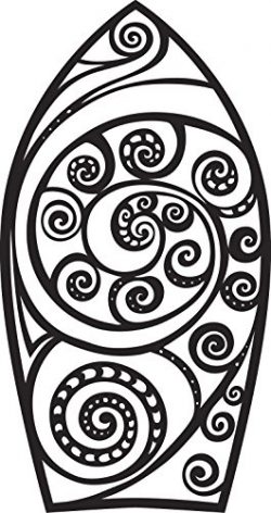 Pretty Simple Girly Tribal Art Surf Board Body Board Cartoon Vinyl Decal Sticker (4″ Tall)