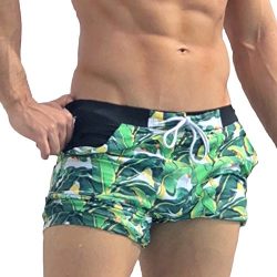 Taddlee Men Swimwear Swimsuits Surf Board Boxer Shorts Long Swim Trunks, Green, Small