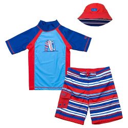 Uv Skinz Boys’ 3-piece Swim Set, 7, Blue Surfboards