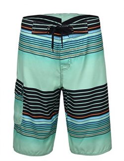 Unitop Men’s Summer Holiday Stripped Quick Dry Board Shorts Green 28