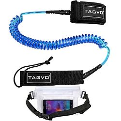 Tagvo Sup Leash Coiled 10′ Super Strong 7mm Cord with Waterproof Waist Pouch, Comfortable  ...