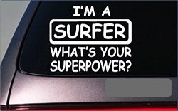 Surfer Superpower Sticker *G449* 8″ Vinyl Decal surf board wax ocean surfing