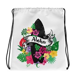 JaySky Supplies Tropical Flowers Hawaiian Aloha Surfboard Drawstring Bag Tropical Hawaiian Print ...