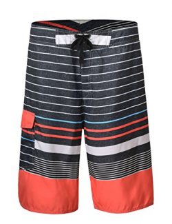 unitop Men’s Summer Holiday Stripped Quick Dry Shorts Black Striped 38