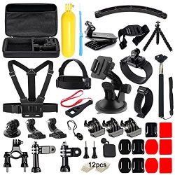 Soft Digits 50 in 1 Action Camera Accessories Kit for GoPro Hero 6 5 4 3 with Carrying Case/Ches ...