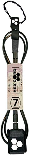 Channel Islands Surfboards Standard Surfboard Leash, Grey Cuff/Black Hex Cord, 7′