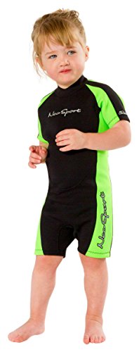 NeoSport Wetsuits Children’s Premium Neoprene 2mm Shorty Wetsuit, Black/Lime, Size Two