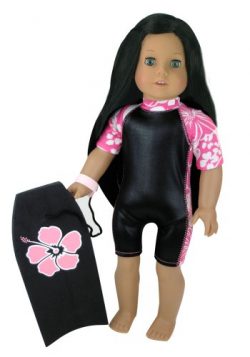 2 Pc. Set of 18 Inch Doll Boogie Board & Matching Wet Suit. (Doll not included) Surfing Doll ...