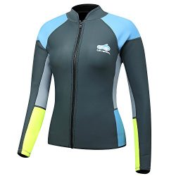 Lemorecn Women’s 1.5mm Wetsuits Jacket Long Sleeve Neoprene Wetsuits Top (2047G14)