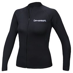 Lemorecn Women’s 2mm Wetsuits Jacket Long Sleeve Neoprene Wetsuits Top(2098black6)